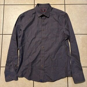 Untuckit Men's Medium Blue Plaid Long Sleeve Button Down Shirt